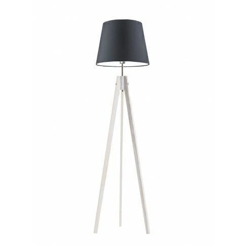 Lampa stojąca do salonu drewniana z abażurem Aruba szara glamour trójnóg Lysne 149 cm