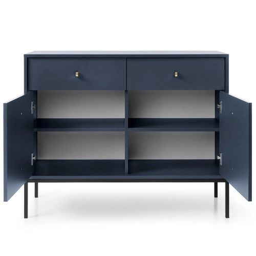 Komoda Evora granatowa z szufladami na wysokich nogach glamour do salonu 104 cm Intesi