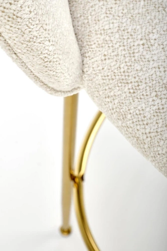 Hoker Paloma kremowy z oparciem glamour na złotych nogach do kuchni i jadalni 75 cm Intesi