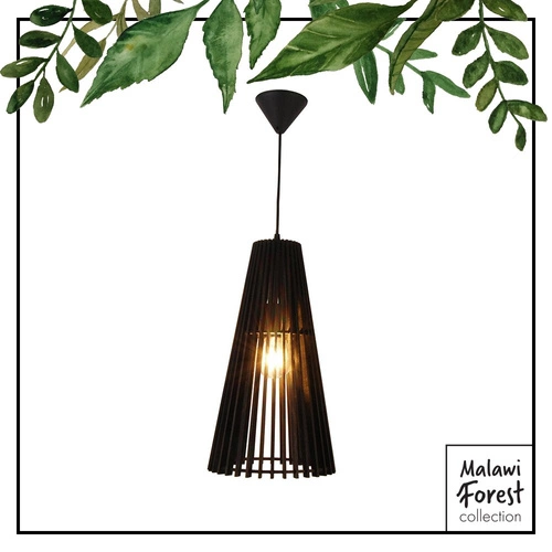 Lampa wisząca Osaka czarna drewniana do salonu i jadalni boho pojedyncza 22,5 cm