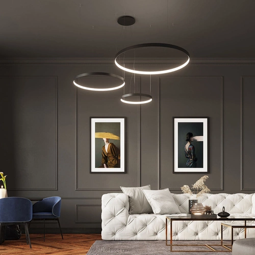 Żyrandol LED RIO 55 czarny nowoczesny do salonu industrialny lampa wisząca metalowa