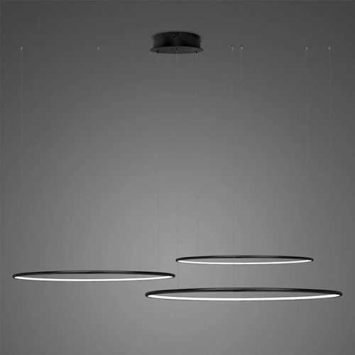 Lampa sufitowa LED Ledowe Okręgi No.3 80cm czarna nowoczesna do salonu z regulacją
