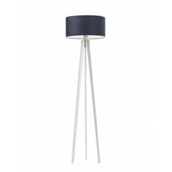 Lampa podłogowa trójnóg MIAMI granatowy abażur glamour drewniana do salonu Lysne 148 cm