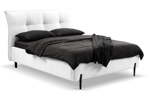 Łóżko tapicerowane Biscuit 140x200 białe z pojemnikiem skandynawskie do sypialni