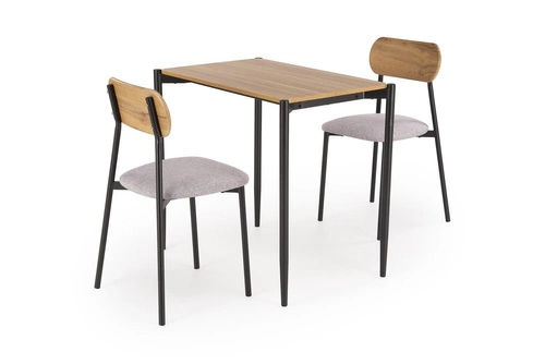 Zestaw stół + 2 krzesła Maddie naturalny/czarny