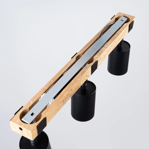 Plafon sufitowy FAGER 3 czarny skandynawski z drewnem do salonu i sypialni SOLLUX