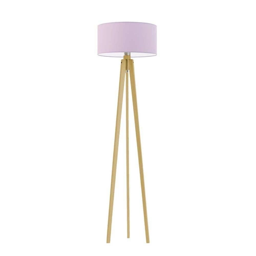 Lampa podłogowa MIAMI abażur jasny fioletowy stelaż dębowy