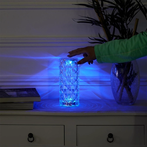 Lampka nocna LED Crystal Intesi glamour z pilotem 12 kolorów do sypialni i salonu 21,5 cm