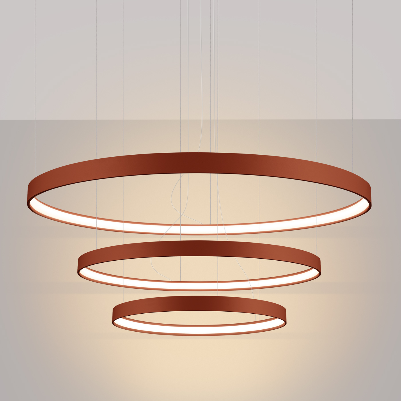 Żyrandol LED RIO 3 nowoczesny czerwony regulowany do salonu i jadalni 110 cm