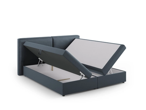 Łóżko dwuosobowe Jodie tapicerowane niebieskie z pojemnikiem 180x200 do sypialni