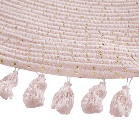 Dywan boho okrągły z frędzlami Atmosphera różowy 90 cm do sypialni lub pokoju dziecka