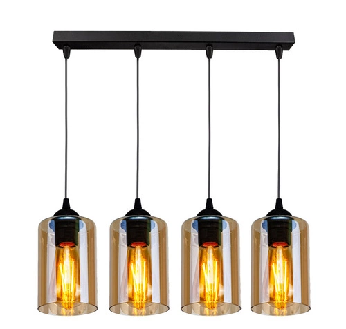 Lampa wisząca Bistro czarny 4x40W E27  klosz brązowy