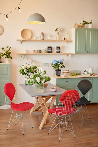 Krzesło metalowe Net Double czerwone do jadalni nowoczesne druciane D2.DESIGN chromowane