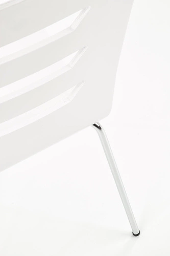 Krzesło do jadalni Intesi Lui białe skandynawskie ze sklejki na chromowanych nogach