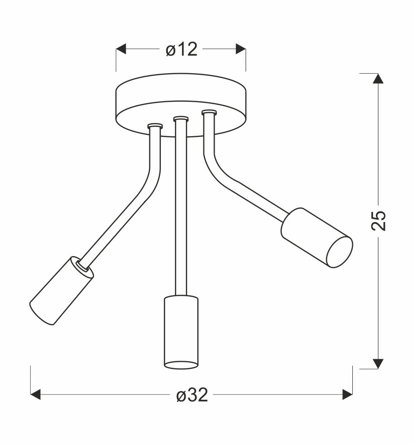 Lampa sufitowa Tiara 3x40W E14 czarny