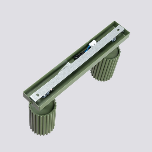 Plafon sufitowy KARBON 2 zielony oliwkowy nowoczesny aluminiowy do salonu z ruchomym kloszem