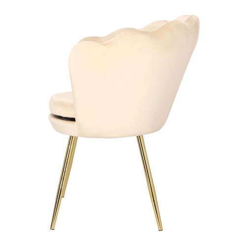 Krzesło tapicerowane welurowe Florencja Intesi beżowe glamour z podłokietnikami do jadalni