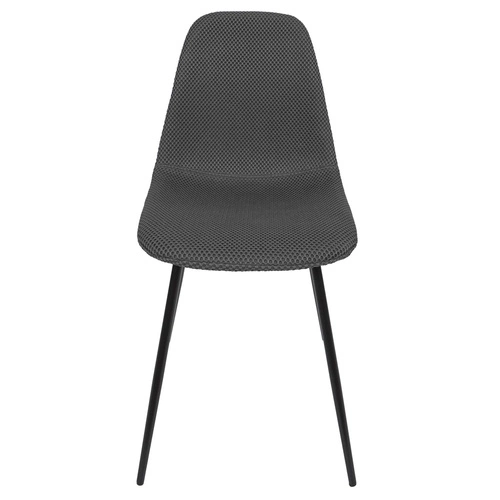 Krzesło tapicerowane Pori szare do jadalni i kuchni nowoczesne na czarnych metalowych nogach Intesi