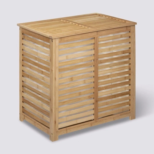 Kosz na pranie 2 komory Sicela bambusowy do łazienki 2x50L naturalny 5five simply smart