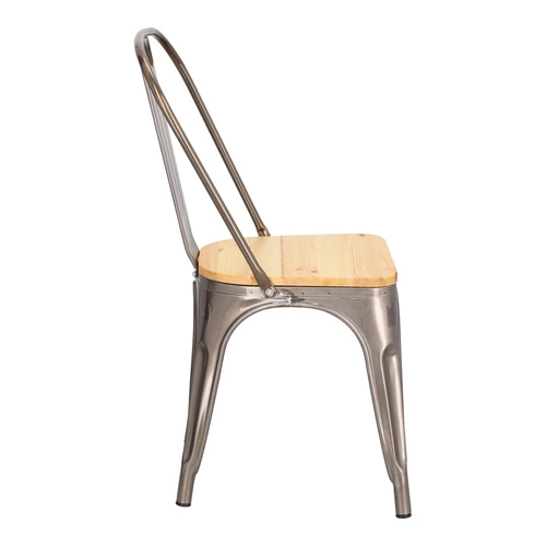 Krzesło metalowe Paris Wood D2.DESIGN do jadalni i kuchni industrialne z drewnianym siedziskiem
