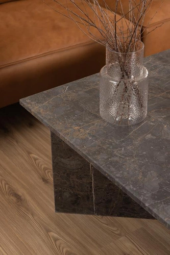 Stolik kawowy marmurowy kwadratowy Vega 90x90 cm brązowy nowoczesny do salonu Actona