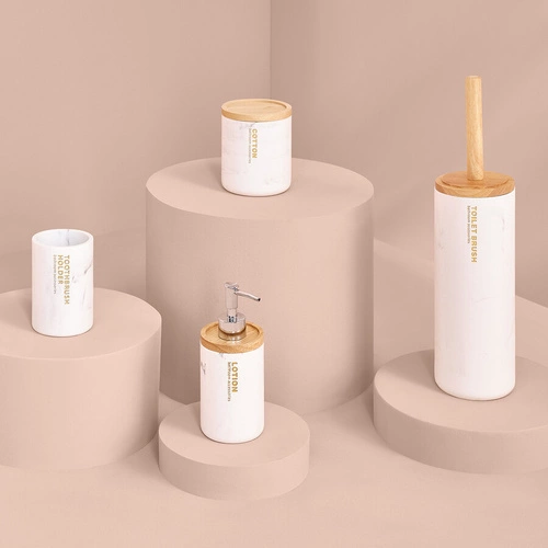 Lea biały kubek na szczoteczki do zębów nowoczesny polirestynowy do łazienki