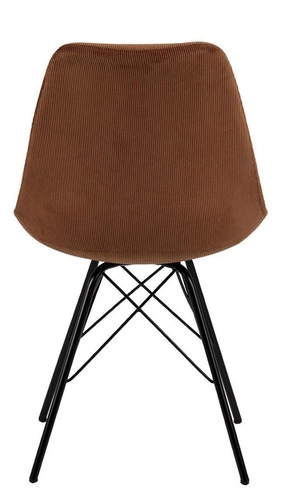 Krzesło do jadalni tapicerowane Eris Sztruks brązowe na czarnych nogach nowoczesne Actona