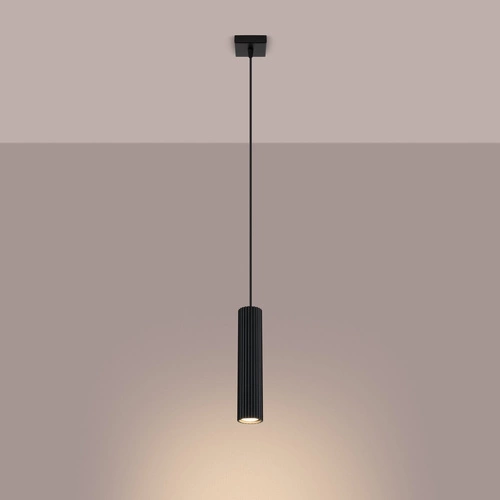 Lampa wisząca KARBON 1 czarna regulowana do salonu nowoczesna aluminiowa nad stół