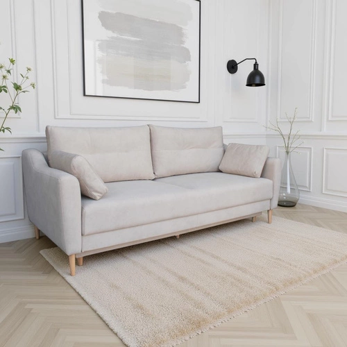 Sofa rozkładana Bouley 3 osobowa szara z funkcją spania i pojemnikiem do salonu