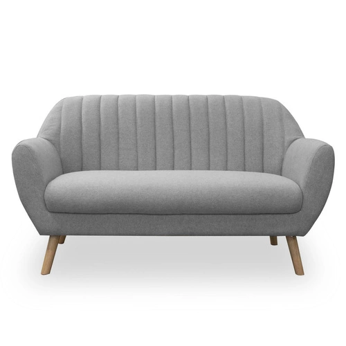 Sofa skandynawska Bella Intesi szara 2-osobowa tapicerowana z podłokietnikami do salonu