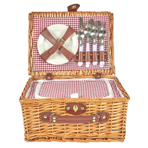 Kosz piknikowy z zastawą dla 4 osób wiklinowy