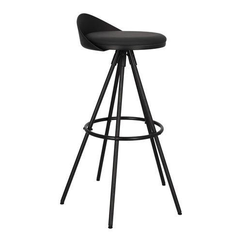 Hoker Nagzari czarny loftowy z ekoskóry i metalu do kuchni i wyspy kuchennej Intesi