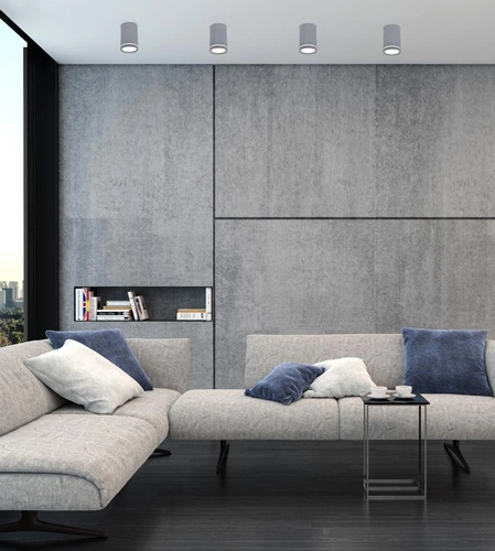 Nowoczesna lampa sufitowa Tuba szara do salonu, kuchni lub sypialni, pojedyncza 