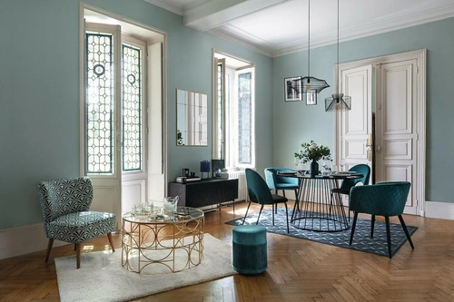 Okrągły stolik kawowy szklany Artif złoty glamour do salonu na metalowej podstawie 71 cm