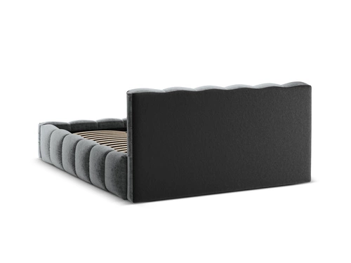 Łóżko tapicerowane Lupine 140x200 szare chenille z pojemnikiem nowoczesne do sypialni