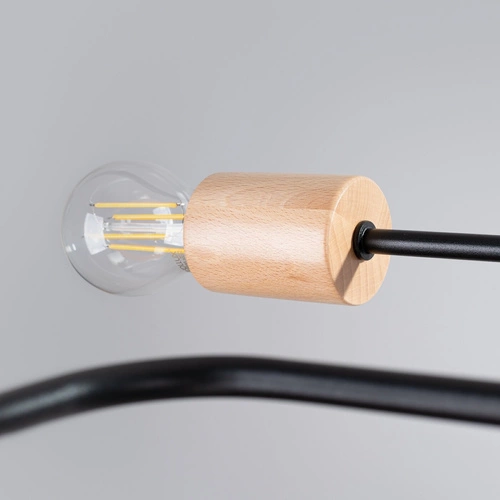 Żyrandol loftowy TIMBO 6 czarny drewniany do salonu i jadalni od SOLLUX LIGHTING