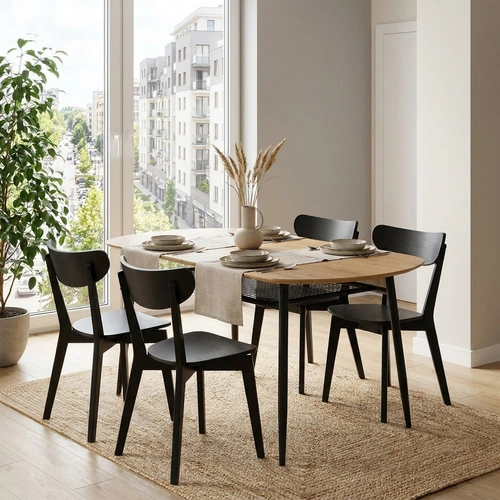 Stół do jadalni Sonic owalny dąb złoty czarne nogi nowoczesny loftowy 160x90 cm Intesi