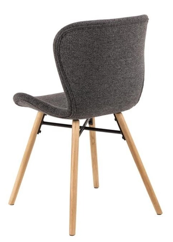 Krzesło tapicerowane Batilda Actona antracytowe do jadalni skandynawskie z dębowymi nogami