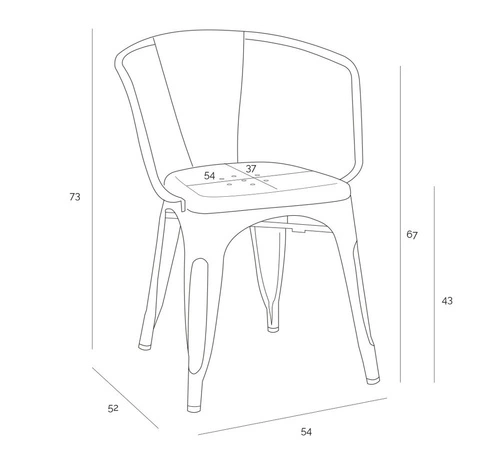 Krzesło metalowe Paris Arms szare do jadalni i kuchni z podłokietnikami inspirowane Tolix