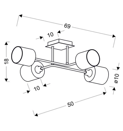 Lampa sufitowa Sax nowoczesna satynowa 4-punktowa do salonu, kuchni lub jadalni