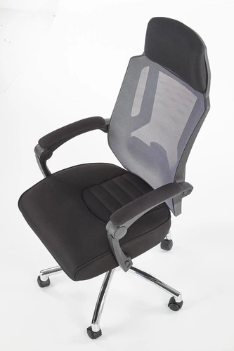 Fotel biurowy ergonomiczny Mande czarny z podnóżkiem i siatkowym oparciem do biura