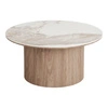 Stolik kawowy Athens okrągły ceramiczny biały 80 cm nowoczesny do salonu