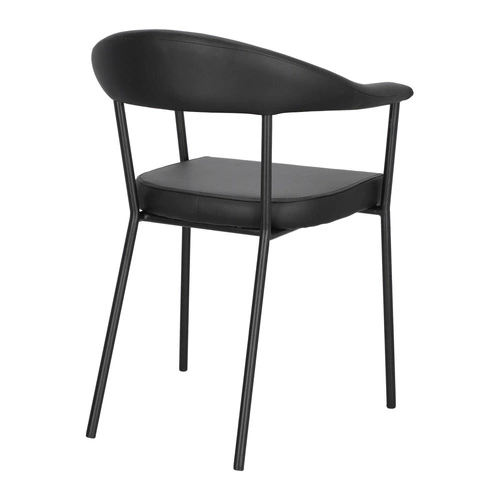 Krzesło tapicerowane Ava Actona do jadalni i salonu czarne ekoskóra z podłokietnikami industrialne