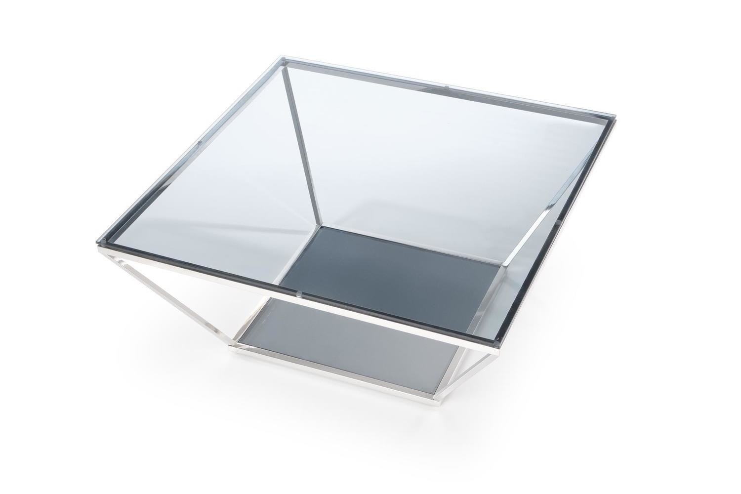 Stolik kawowy Fabio szklany kwadratowy dymiony 100x100 cm nowoczesny do salonu Intesi