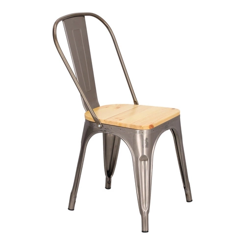 Krzesło metalowe Paris Wood D2.DESIGN do jadalni i kuchni industrialne z drewnianym siedziskiem