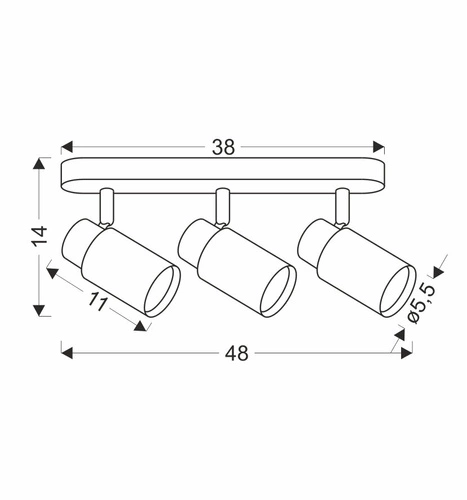 Lampa sufitowa Claro listwa biały 3x15W GU10 klosz biały+drewniany