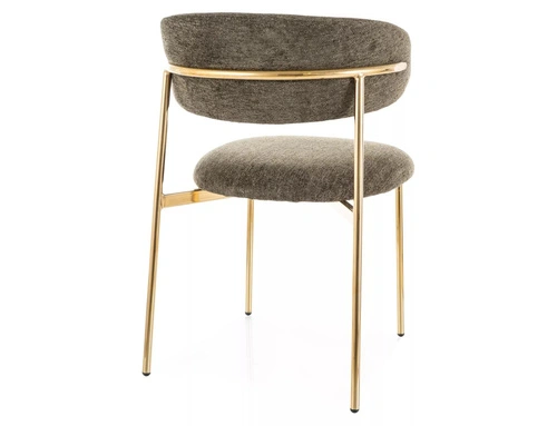 Krzesło Pasco Slim oliwkowe welurowe złote nogi do jadalni Intesi