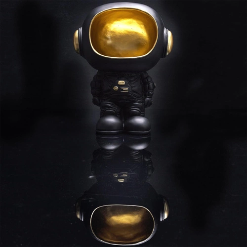 Figurka dekoracyjna Astronauta czarno-złota Intesi z funkcją przechowywania do przedpokoju