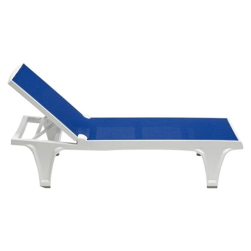 Leżak ogrodowy Tahiti SCAB Design nowoczesny technopolimerowy regulowany niebiesko-biały na taras