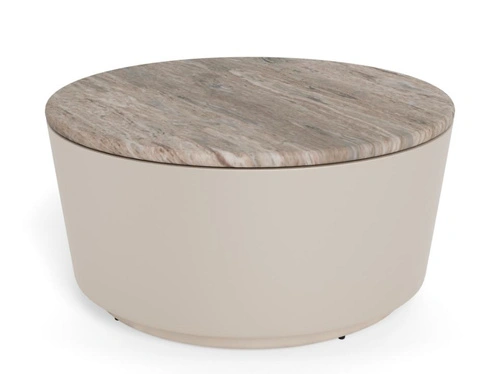 Stolik kawowy Cangas okrągły 80 cm szary marmurowy nowoczesny do salonu